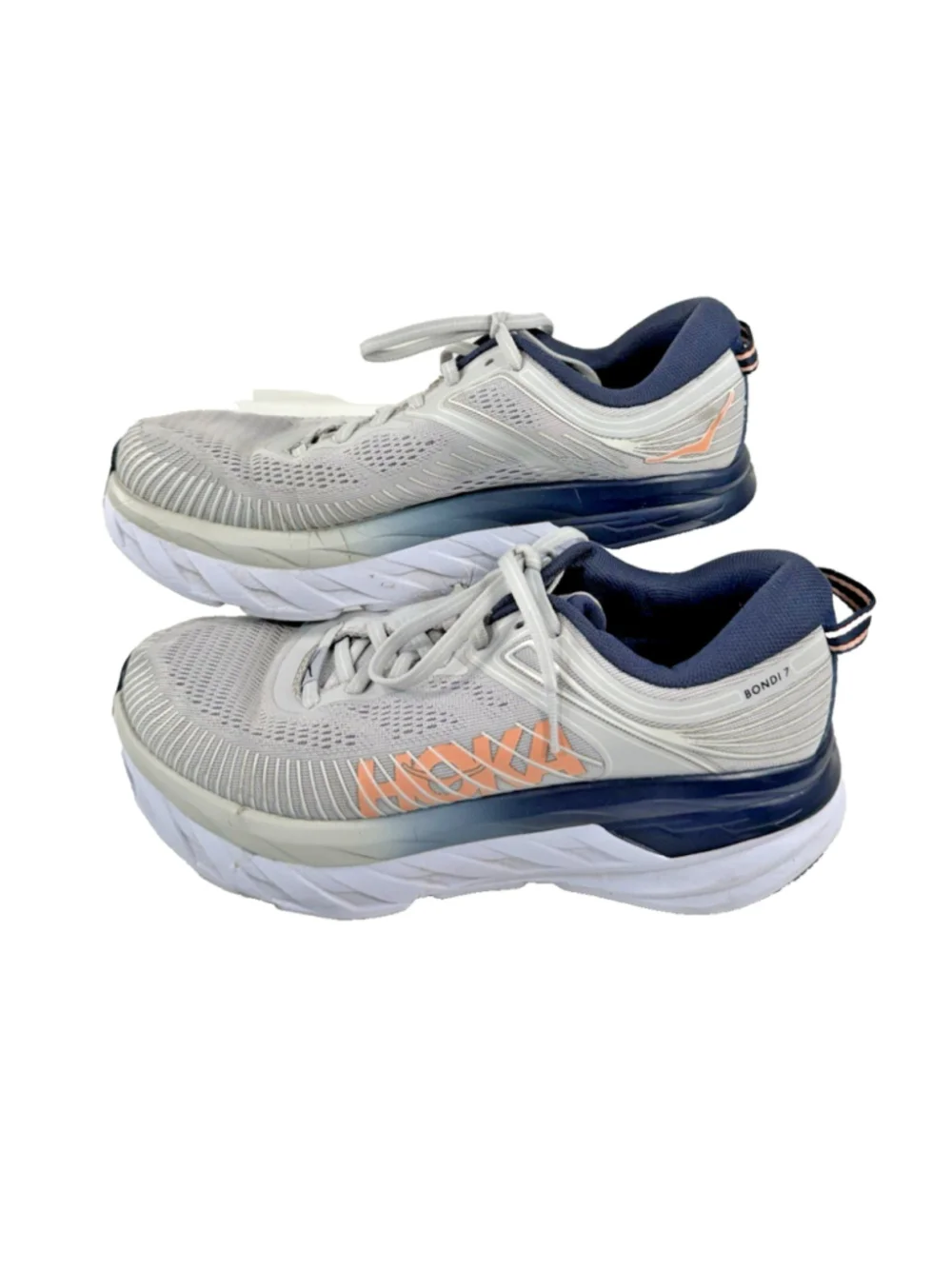 Hoka One One Bondi 7 Sneakers Womens Running Shoes Lunar Rock Blue Size 8D